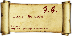 Filyó Gergely névjegykártya